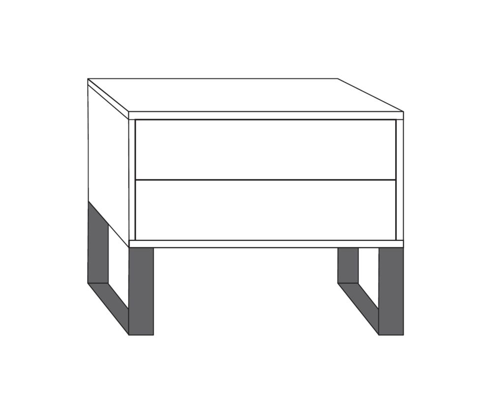Wiemann Brussels 2 Drawer Bedside Cabinet with Angled Feet - W 60cm