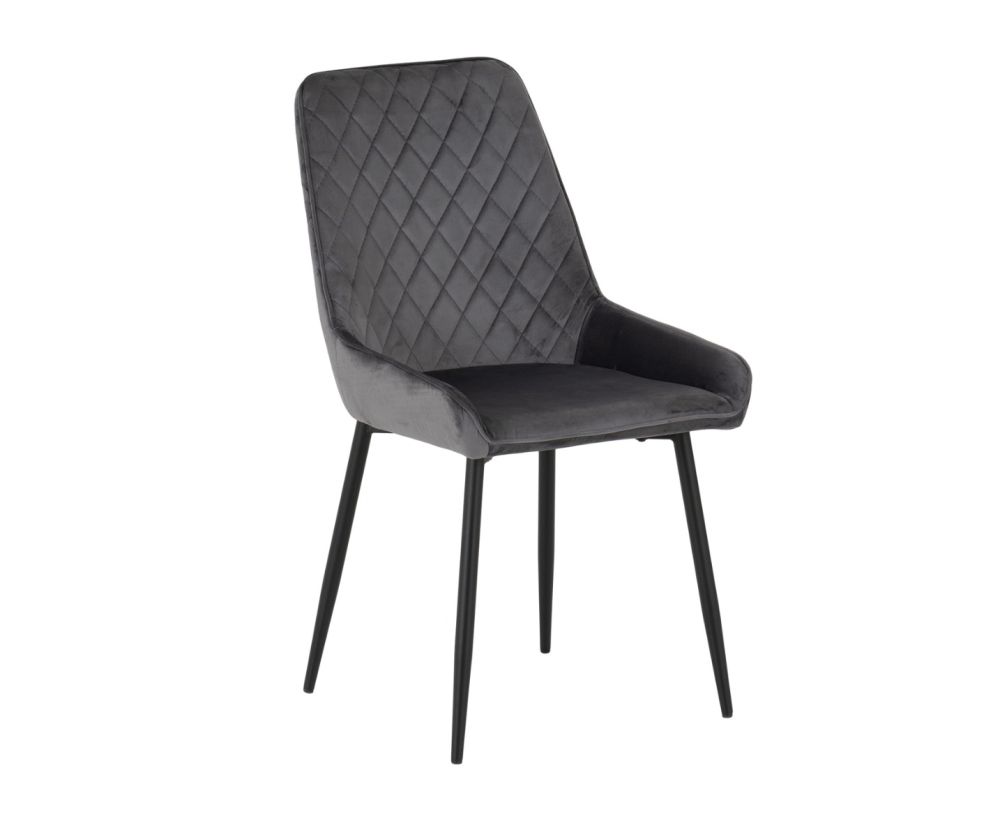 Seconique Furniture Athens Concrete Effect Rectangular Dining Set with Avery Chairs – Black & Grey Velvet