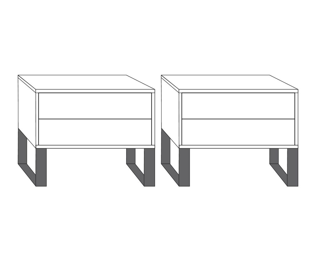 Wiemann Brussels 2 Drawer Bedside Cabinet with Angled Feet - W 60cm