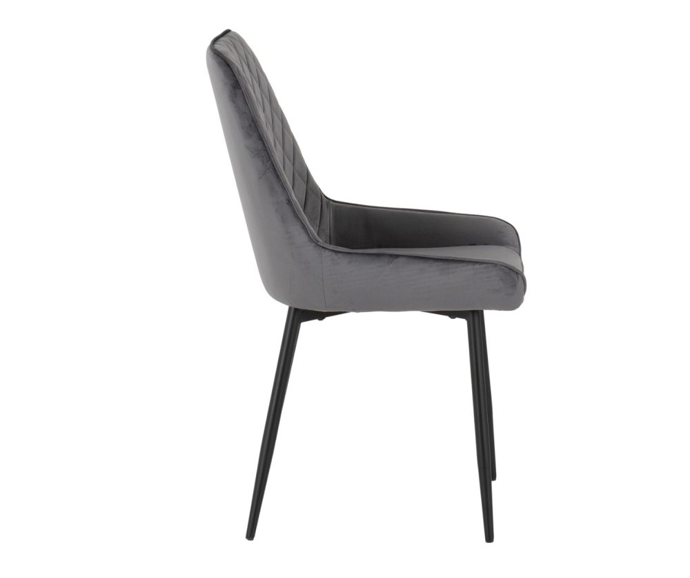 Seconique Furniture Athens Concrete Effect Rectangular Dining Set with Avery Chairs – Black & Grey Velvet