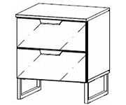 Rauch Modern Aditio Metallic Grey Carcase with Basalt Glass 2 Drawer  Bedside Table