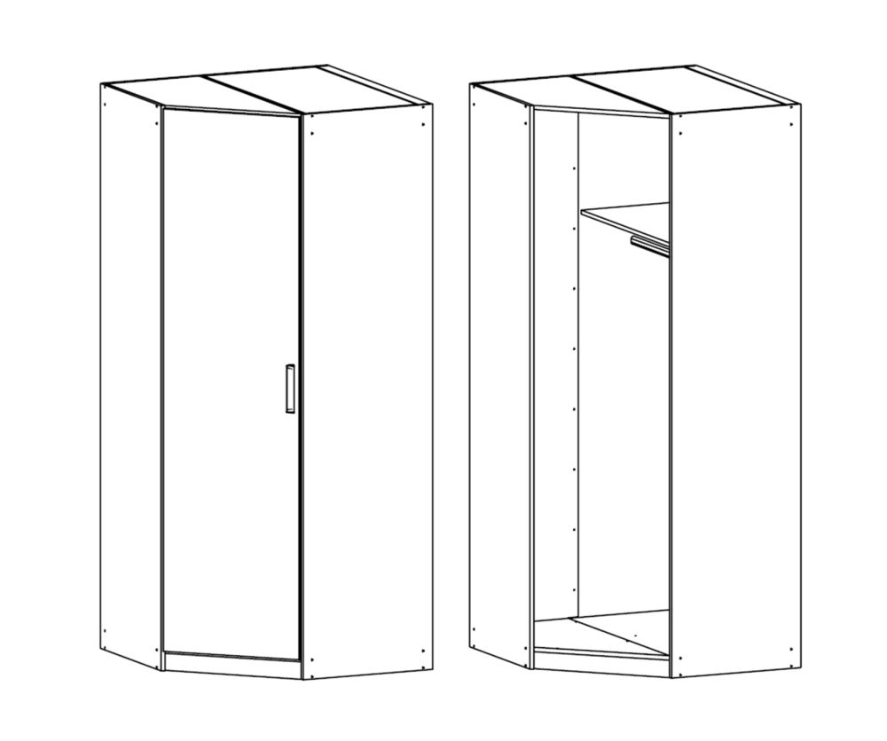 Rauch Rivera Alpine White 1 Door Corner Wardrobe with Cornice (W91cm)