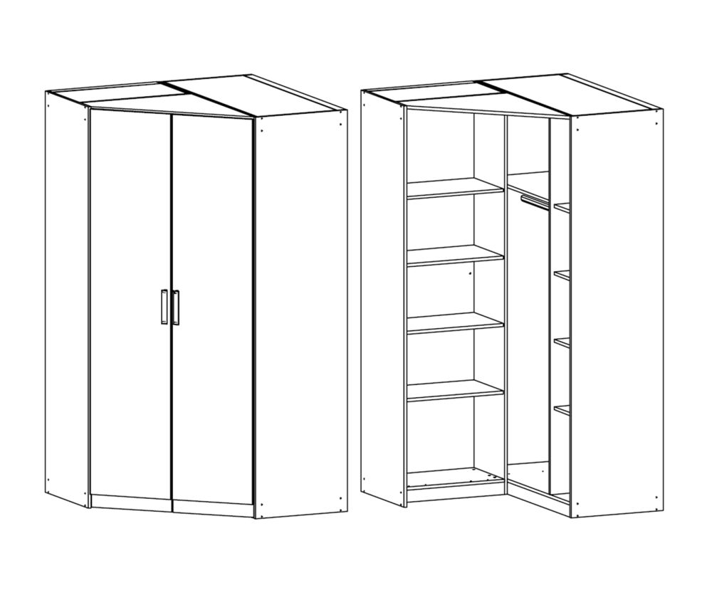 Rauch Rivera Alpine White 2 Door Corner Wardrobe with Cornice (W117cm)