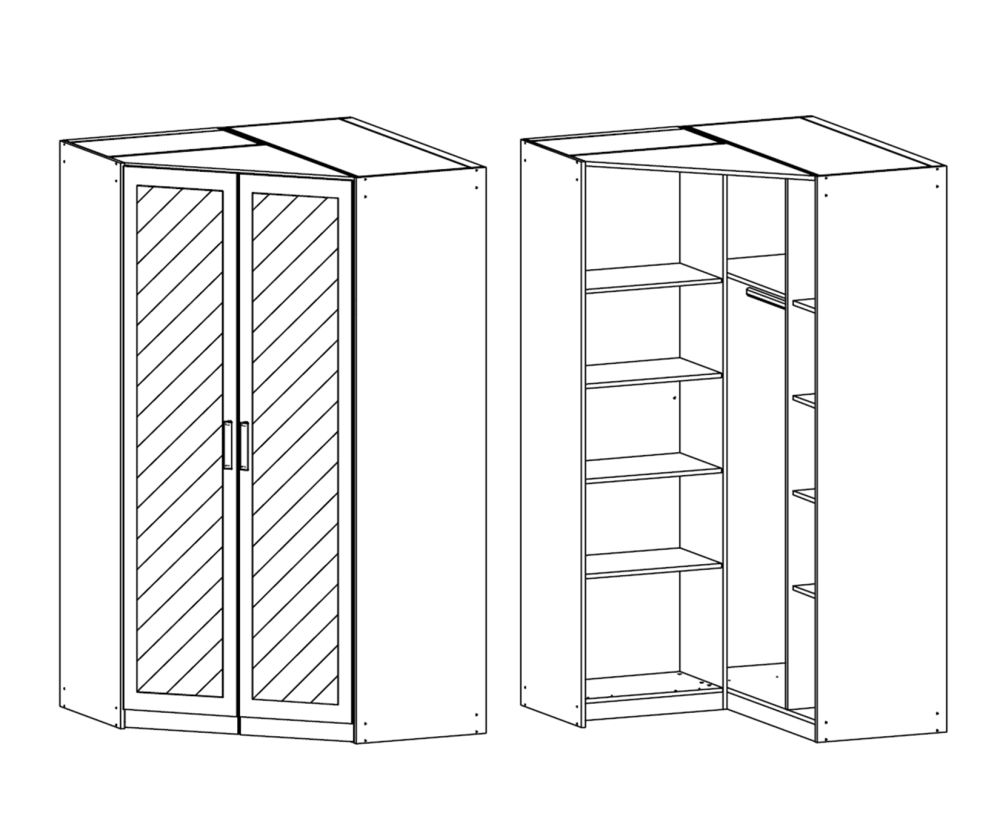 Rauch Rivera Sonoma Oak 2 Door 2 Mirror Corner Wardrobe with Cornice (W117cm)