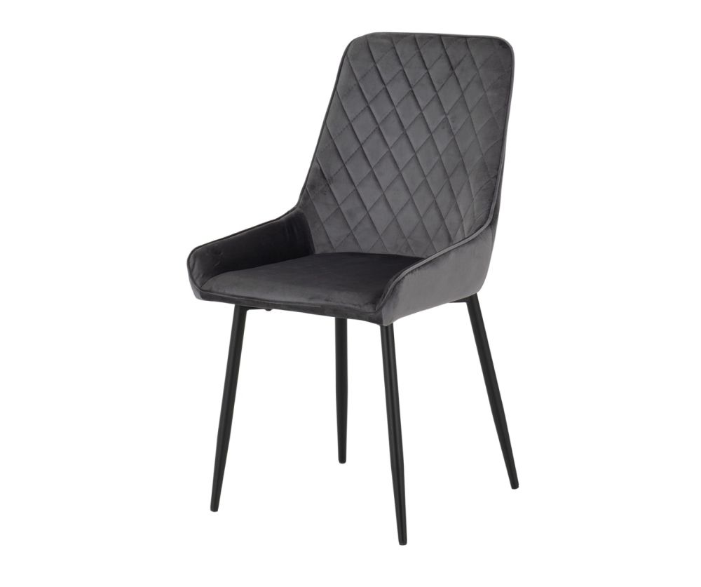 Seconique Furniture Athens Medium Oak Effect  Rectangular Dining Set with Avery Chairs – Black & Grey Velvet