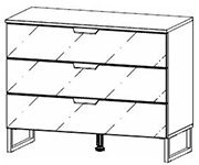 Rauch Modern Aditio Alpine White Carcase with White Glass Wide 3 Drawer Chest