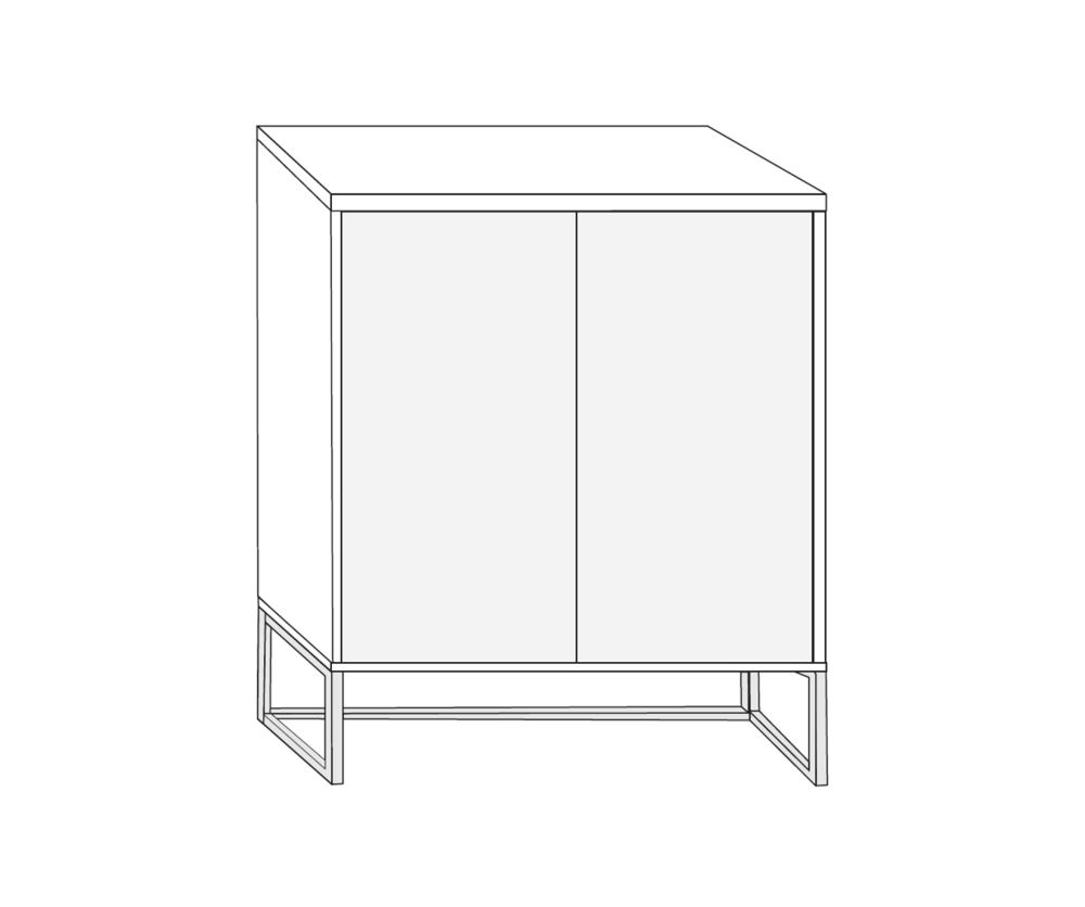 Wiemann Kansas 2 Door Dresser with Champagne Glass Front and Chrome Angled Feet - H 105cm