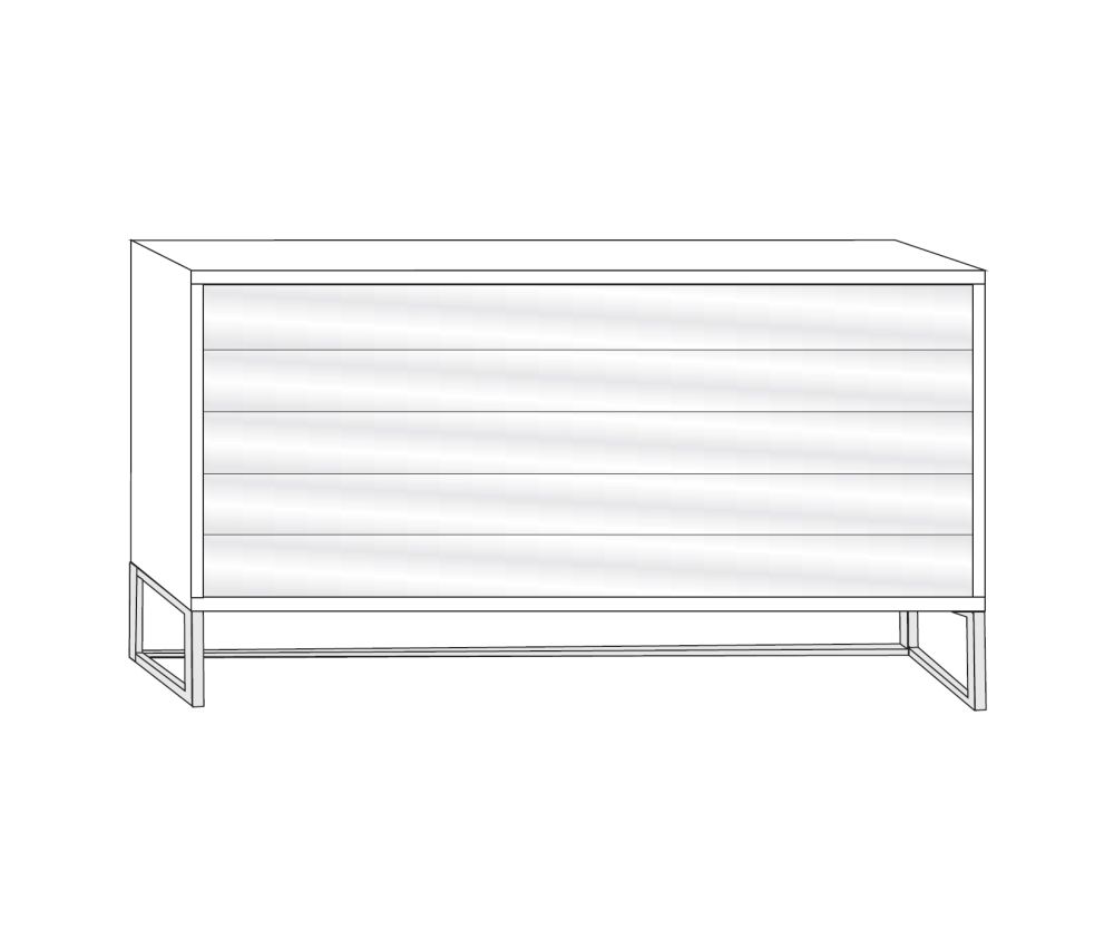 Wiemann Kansas 5 Drawer Chest with Havana Glass Front - W 80cm