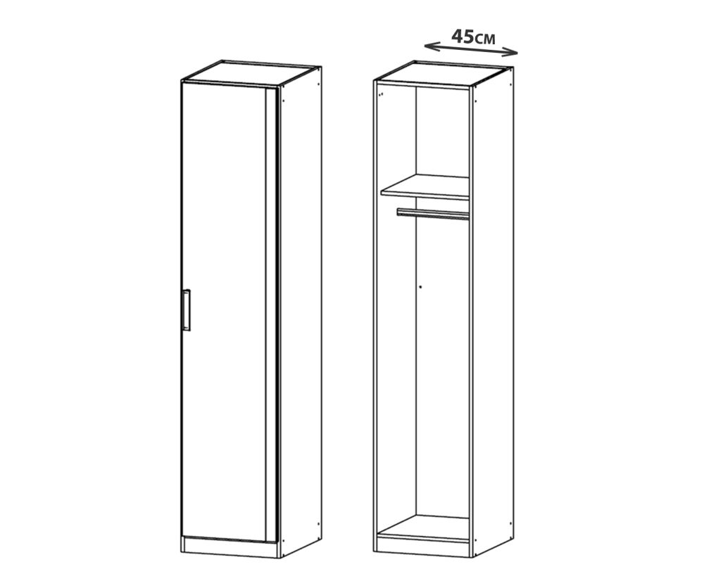 Rauch Rivera Sonoma Oak 1 Door Wardrobe with Cornice (W47cm)