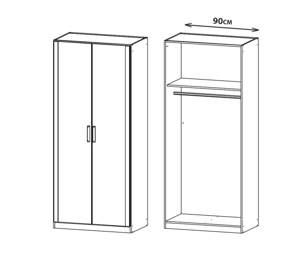Rauch Rivera Alpine White 2 Door Wardrobe with Cornice (W91cm)