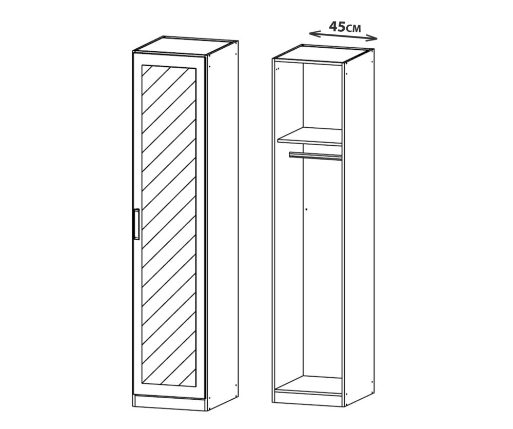 Rauch Rivera Sonoma Oak 1 Mirror Door Wardrobe with Cornice (W47cm)