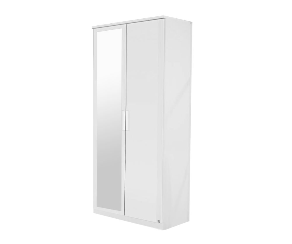 Rauch Rivera Alpine White 2 Door 1 Left Mirror Wardrobe with Cornice (W91cm)