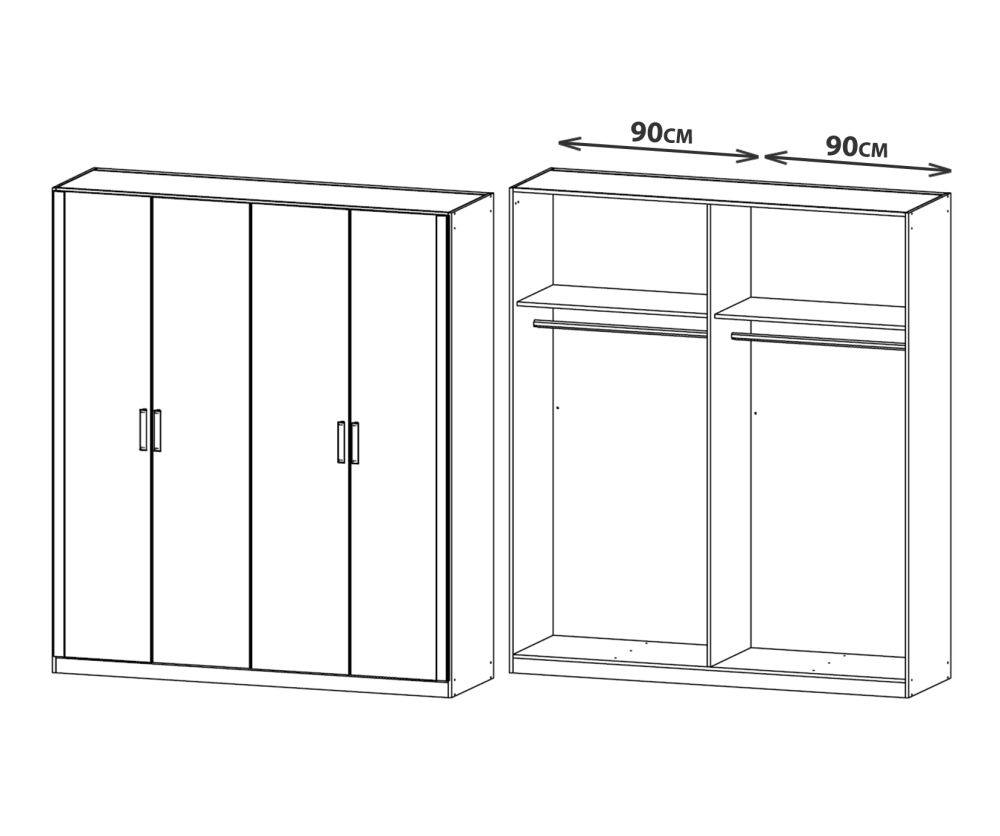 Rauch Rivera Alpine White 4 Door Wardrobe with Cornice (W181cm)