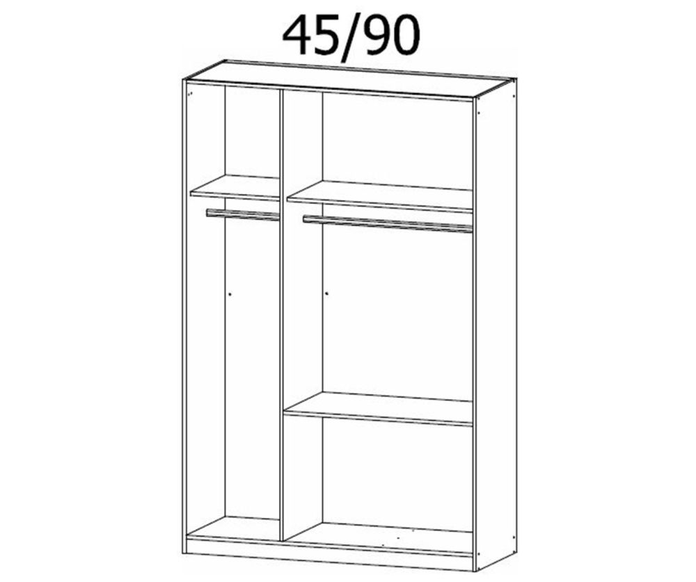 Rauch Modern Quadra Spin Metallic Grey Carcase with Basalt Glass Front 3 Glass door 2 Drawer Combi Wardrobe