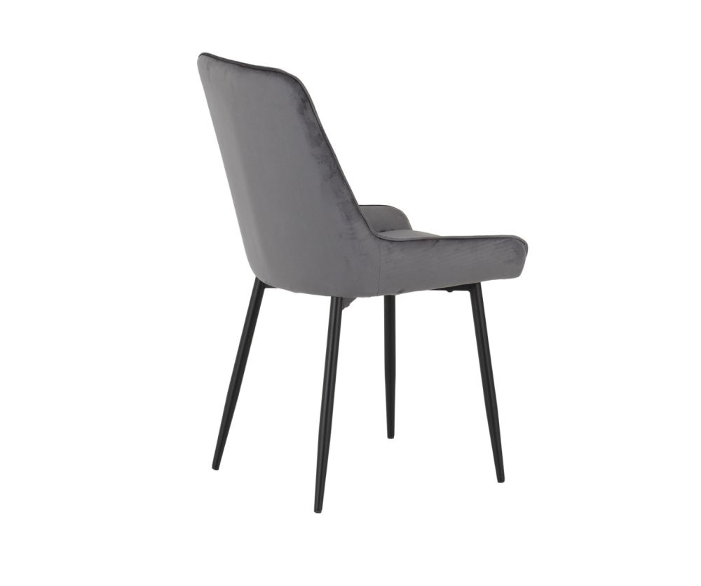 Seconique Furniture Athens Concrete Effect Rectangular Dining Set with Avery Chairs – Black & Grey Velvet