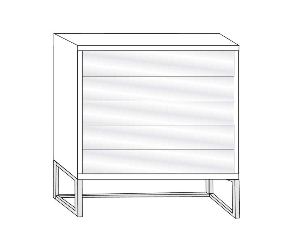 Wiemann Kansas 5 Drawer Chest with White Glass Front and Chrome Angled Feet - W 40cm