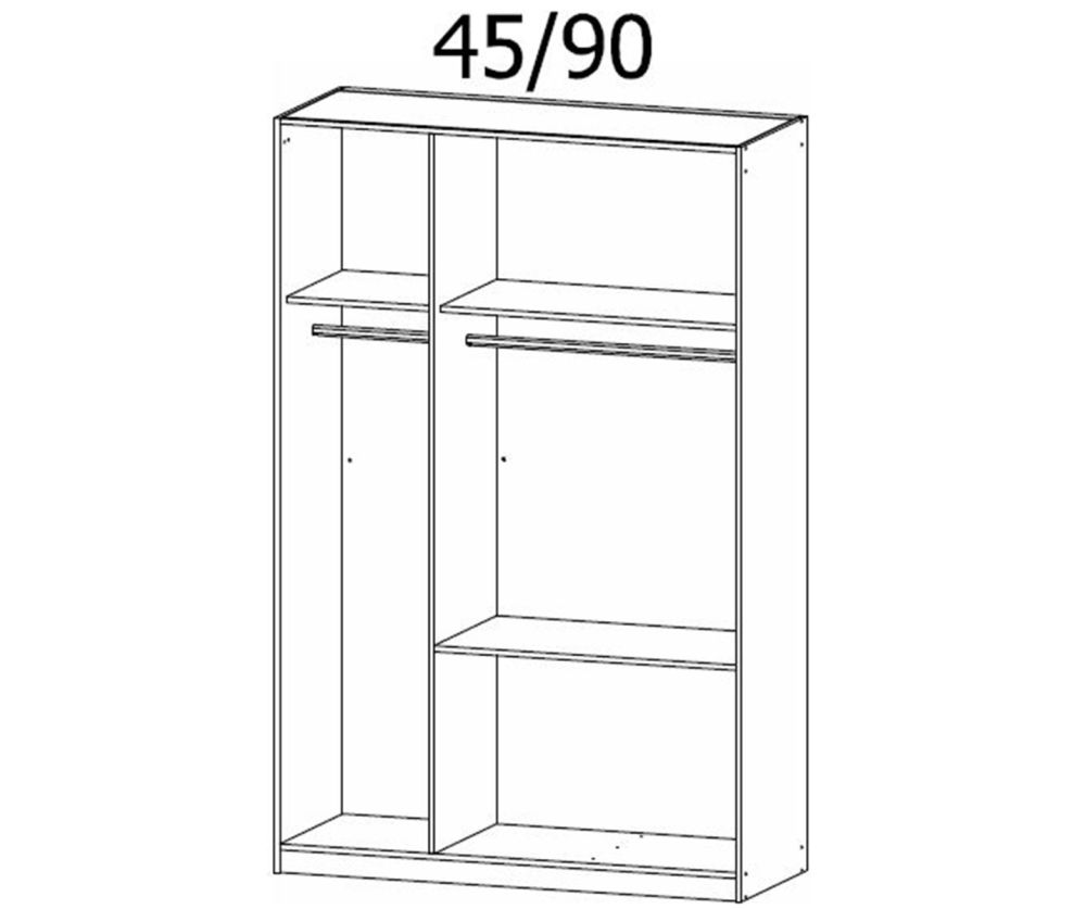 Rauch Modern Quadra Spin Metallic Grey Carcase with Basalt Glass Front 3 Door 2 Glass Drawer Combi Wardrobe with Mirror