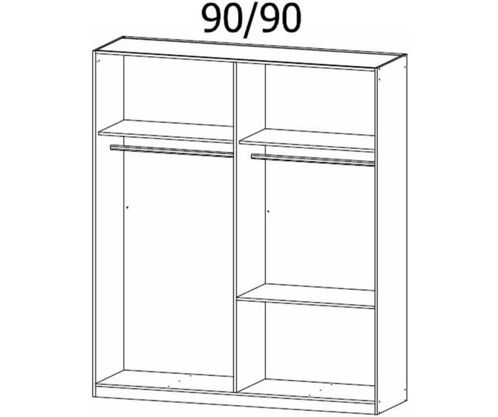 Rauch Modern Quadra Spin Alpine White Carcase with White Glass Front 4 Glass door 2 Drawer Combi Wardrobe