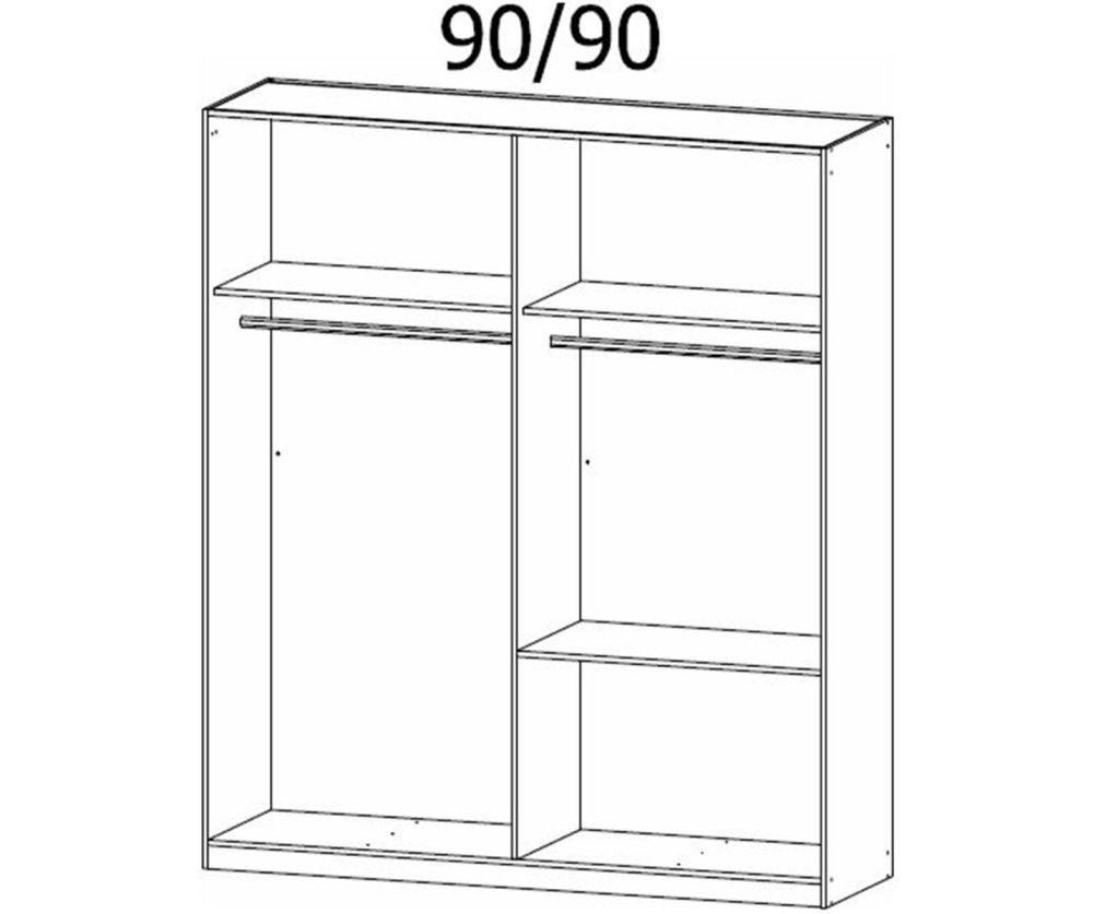 Rauch Modern Quadra Spin Metallic Grey Carcase with Basalt Glass Front 4 Door 2 Glass Drawer Combi Wardrobe with Mirror