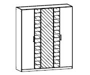 Rauch Terano Sonoma Oak with White Glass Overlay 6 Door 2 Glass Door Wardrobe with 2 Mirror(W226cm)