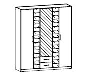 Rauch Terano Metallic Grey with Basalt Glass Overlay 5 Door 2 Drawer and 1 Mirror Wardrobe (W181cm)