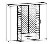 Rauch Terano Metallic Grey with White Glass Overlay 6 Door 2 Drawer and 2 Mirror Wardrobe (W226cm)