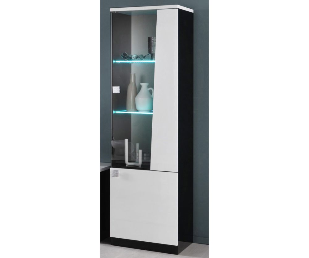 Ben Company Elisa White and Black Italian 1 Door Display Cabinet