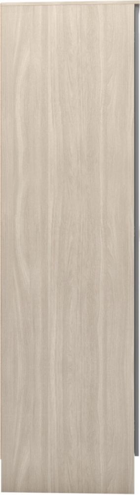 Seconique Furniture Nevada Grey Gloss and Light Oak Effect Veneer 1 Door 2 Drawer Combi Wardrobe with Open Shelf