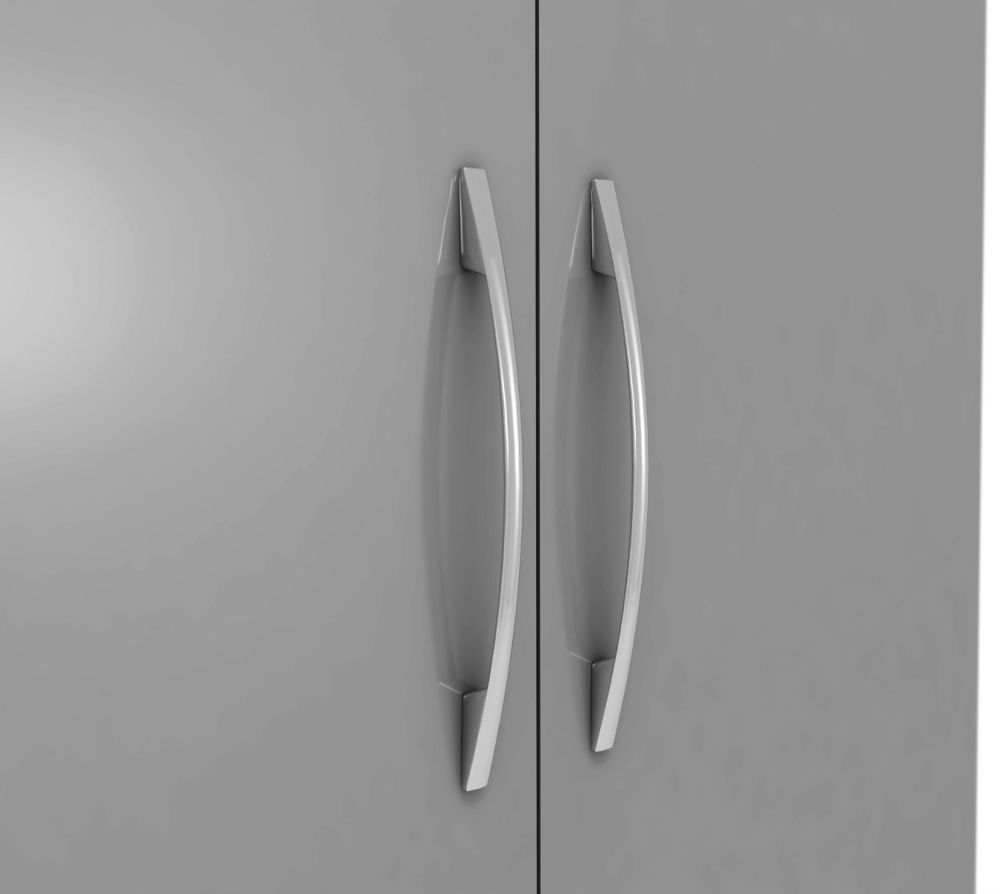 Seconique Furniture Nevada Grey Gloss and Light Oak Effect Veneer 2 Door Wardrobe with Petite Open Shelf