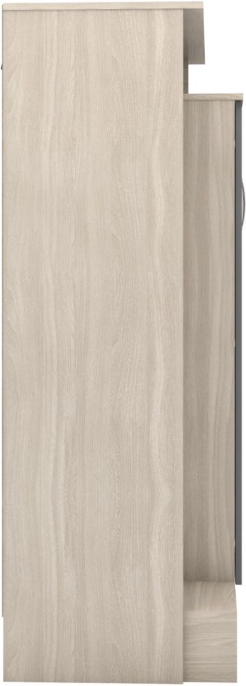 Seconique Furniture Nevada Grey Gloss and Light Oak Effect Veneer 2 Door Wardrobe with Petite Open Shelf