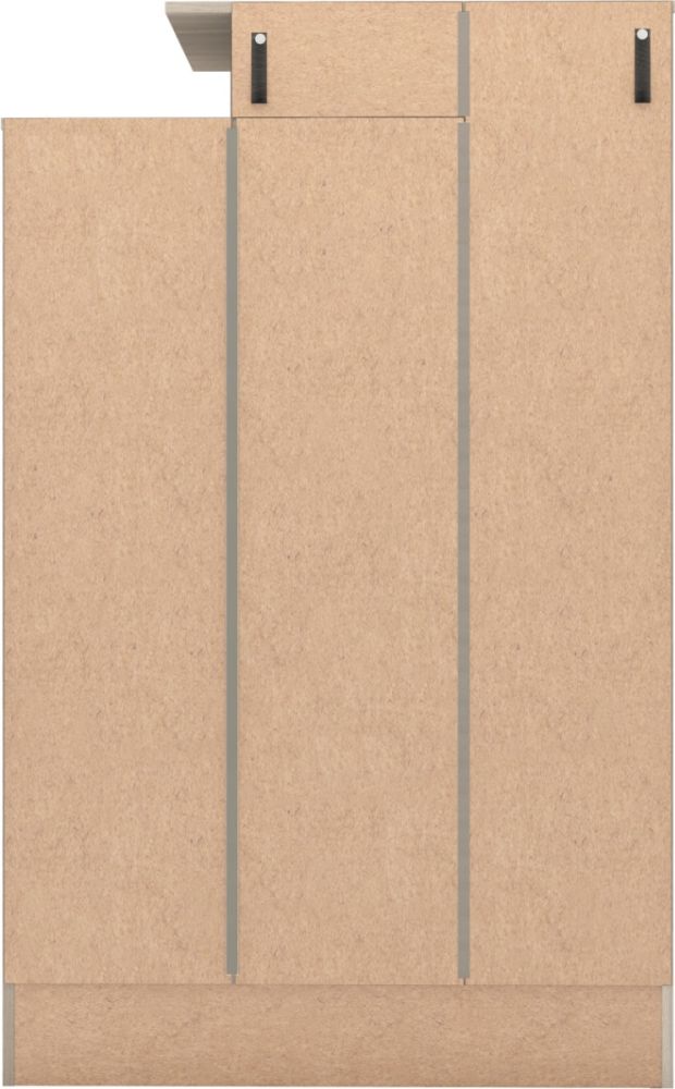 Seconique Furniture Nevada Grey Gloss and Light Oak Effect Veneer 2 Door Wardrobe with Petite Open Shelf