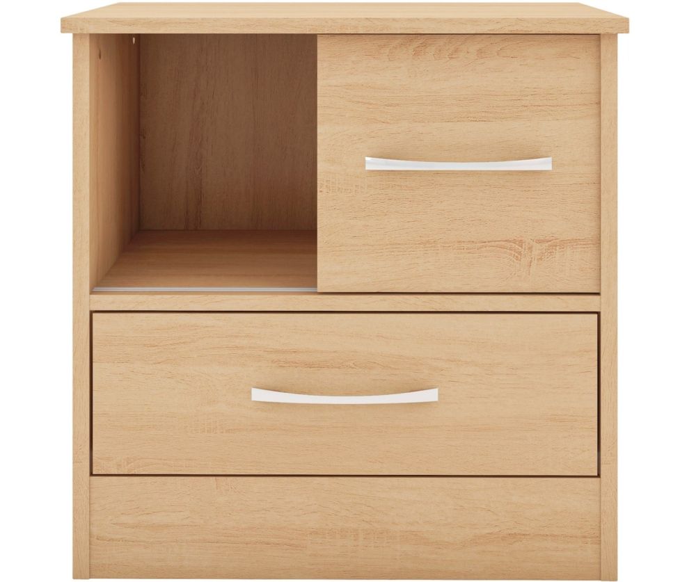 Seconique Furniture Nevada Sonoma Oak Effect 1 Sliding Door 1 Drawer Bedside Cabinet