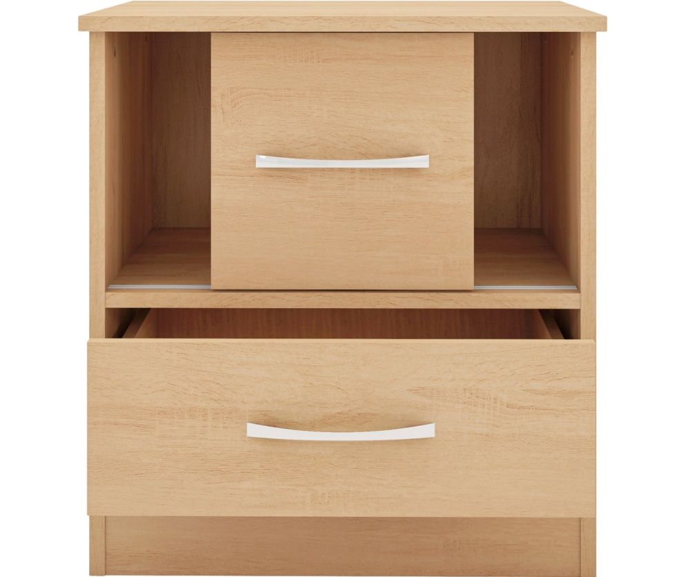 Seconique Furniture Nevada Sonoma Oak Effect 1 Sliding Door 1 Drawer Bedside Cabinet