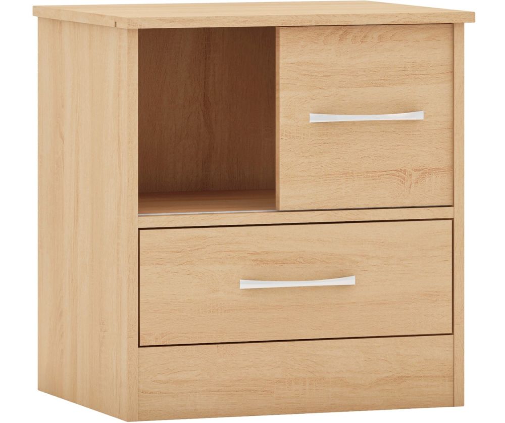 Seconique Furniture Nevada Sonoma Oak Effect 1 Sliding Door 1 Drawer Bedside Cabinet