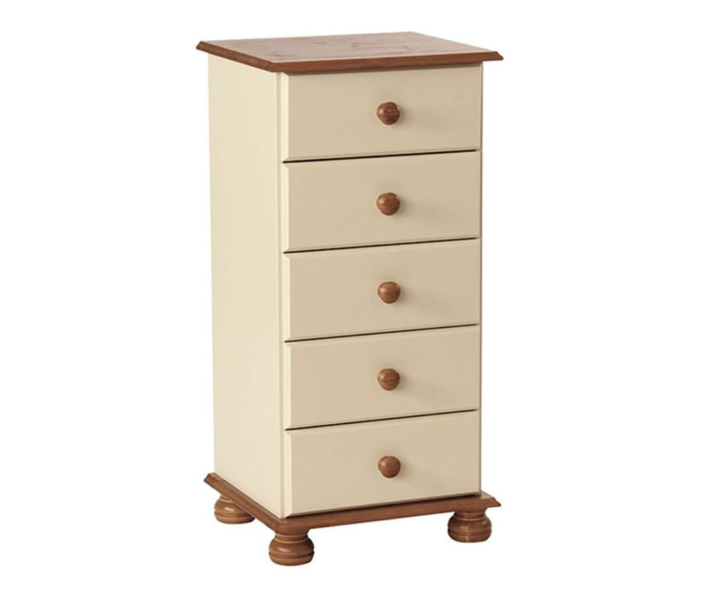 FTG Copenhagen Cream and Pine 5 Drawer Narrow Chest
