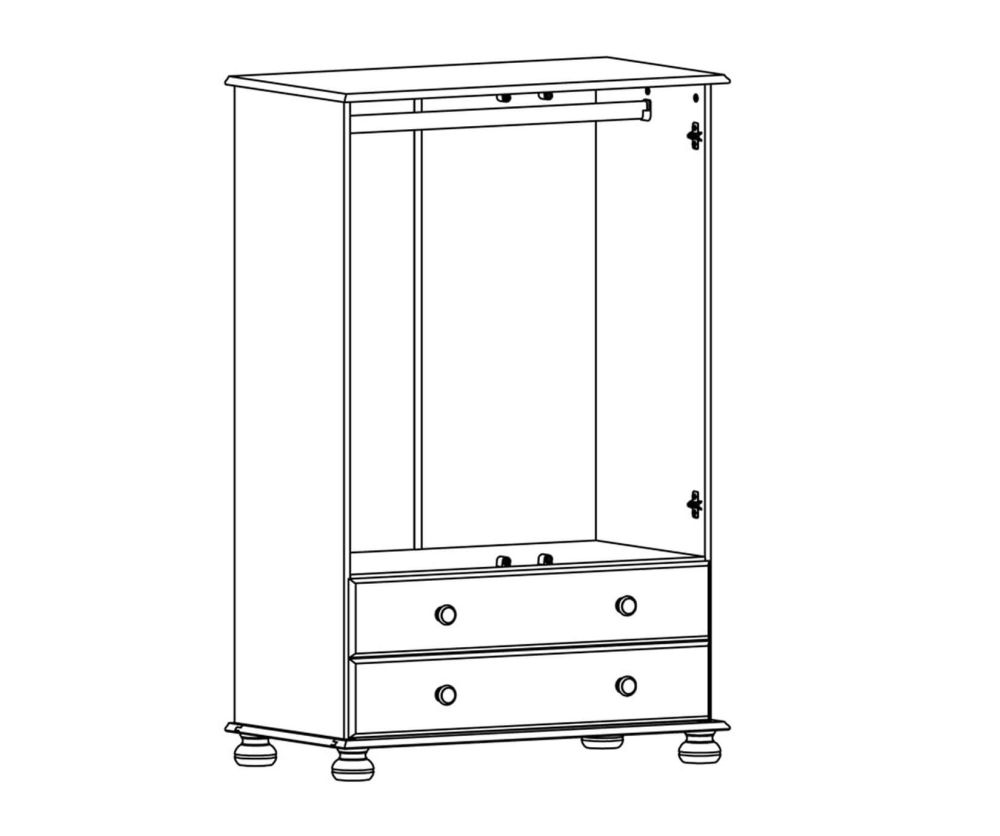 FTG Copenhagen Cream and Pine 2 Door 2 Drawer Combi Wardrobe
