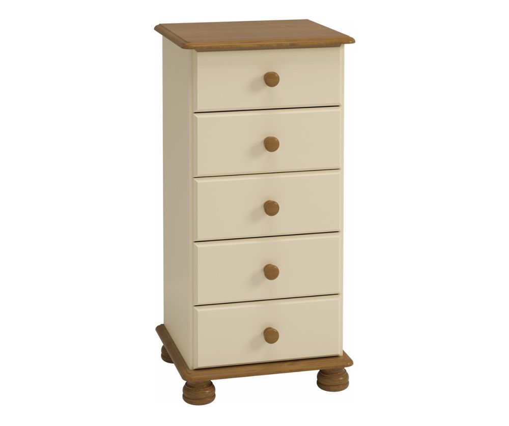FTG Richmond Cream and Pine 5 Drawer Narrow Chest