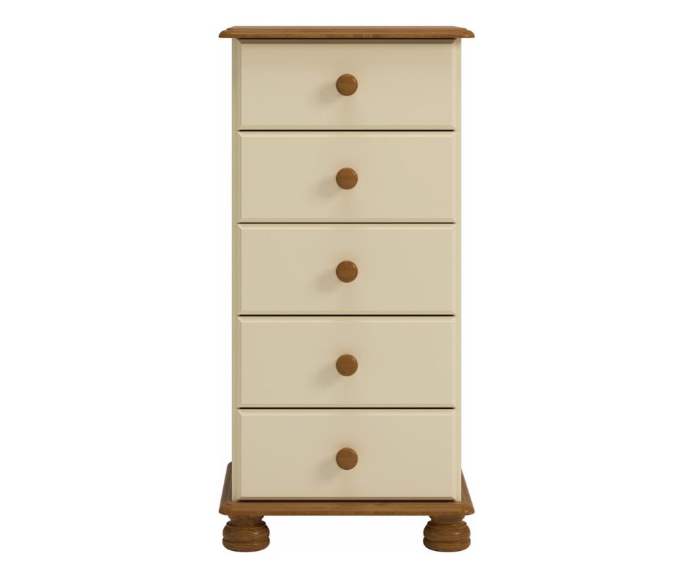 FTG Richmond Cream and Pine 5 Drawer Narrow Chest