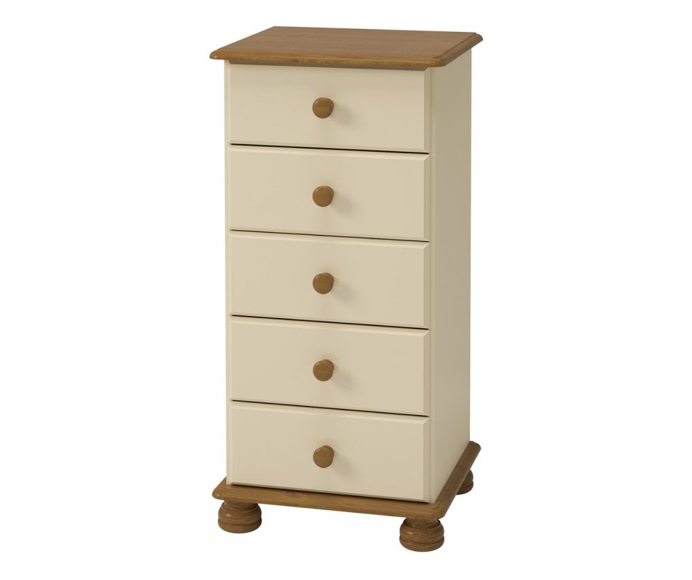 FTG Richmond Cream and Pine 5 Drawer Narrow Chest