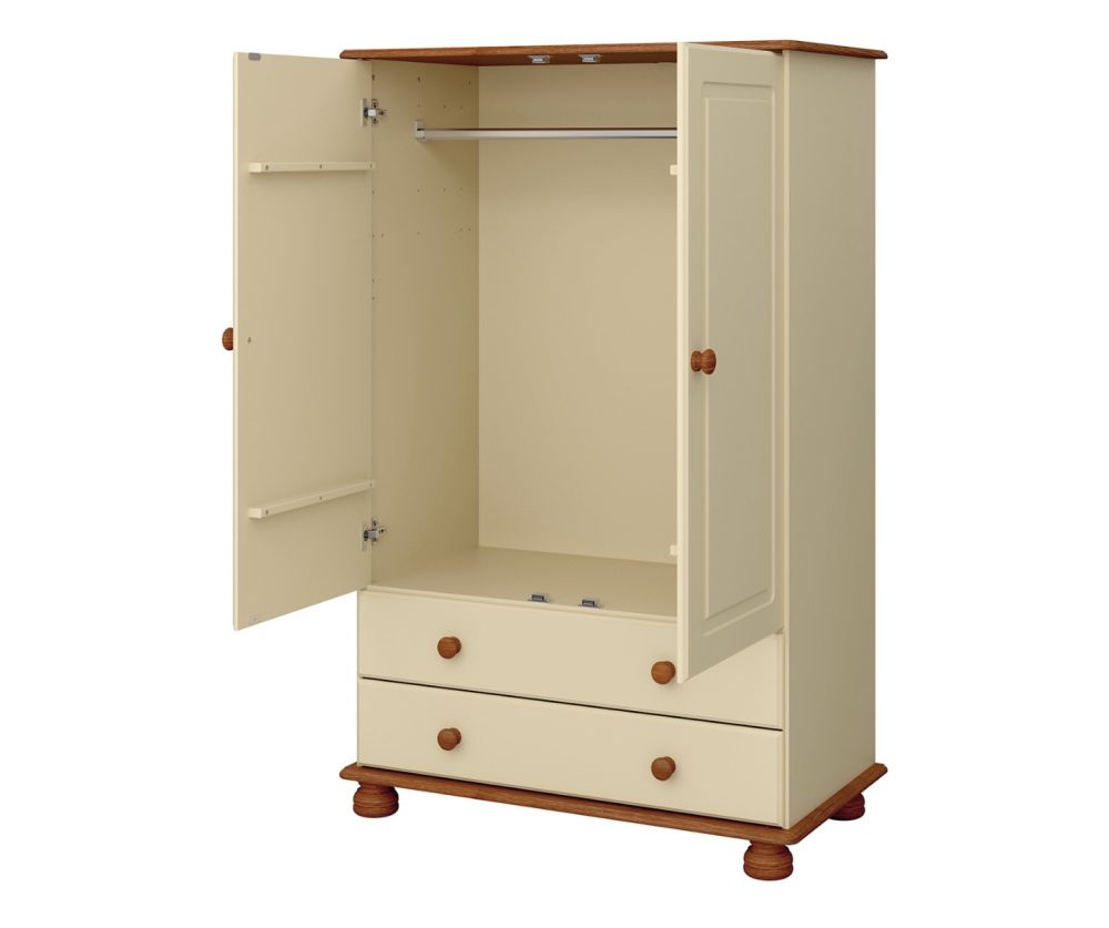 FTG Richmond Cream and Pine 2 Door Combi Wardrobe