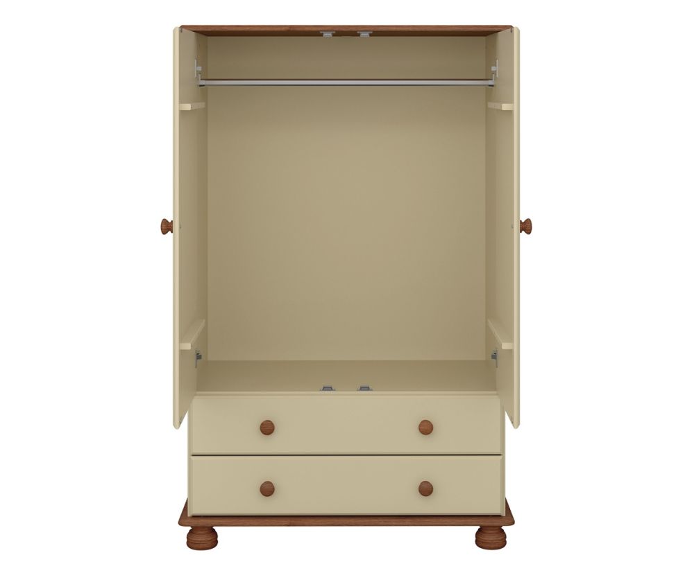 FTG Richmond Cream and Pine 2 Door Combi Wardrobe