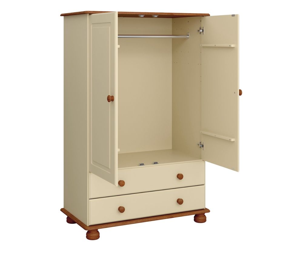 FTG Richmond Cream and Pine 2 Door Combi Wardrobe