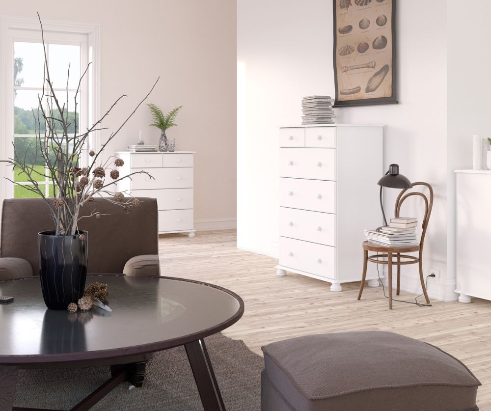 FTG Richmond White 2+3 Deep Drawer Chest