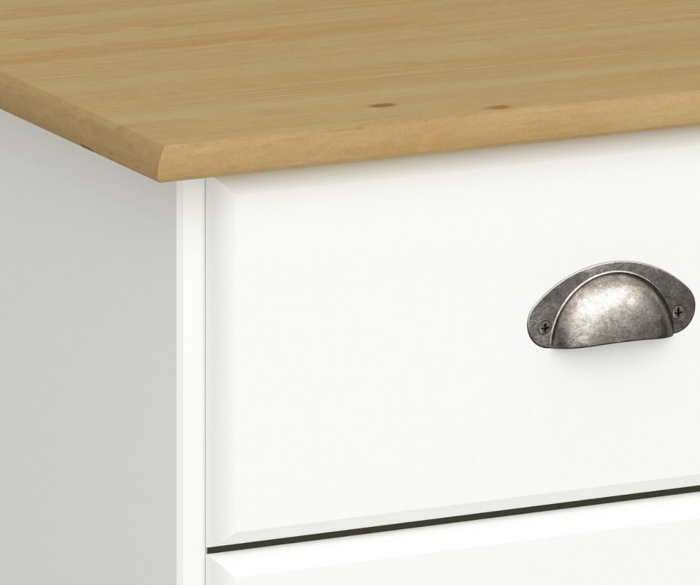 FTG Nola White and Pine 5 Drawer Chest 