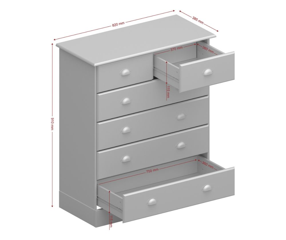 FTG Nola White and Pine 4+2 Drawer Chest 
