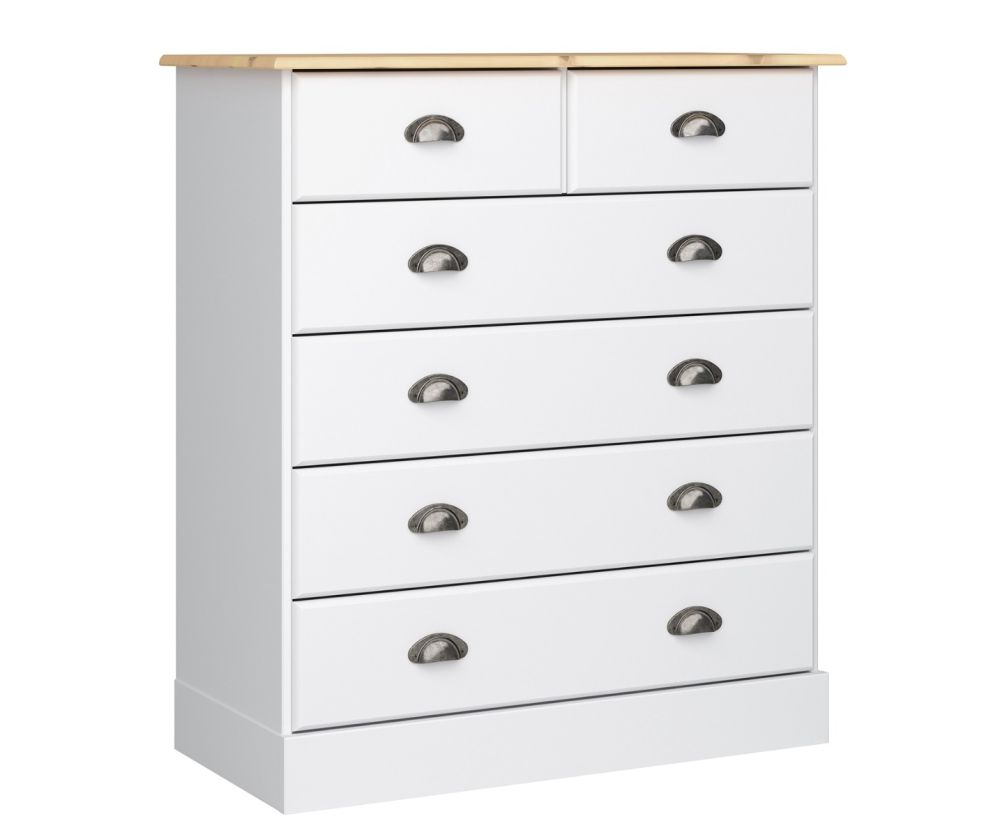 FTG Nola White and Pine 4+2 Drawer Chest 