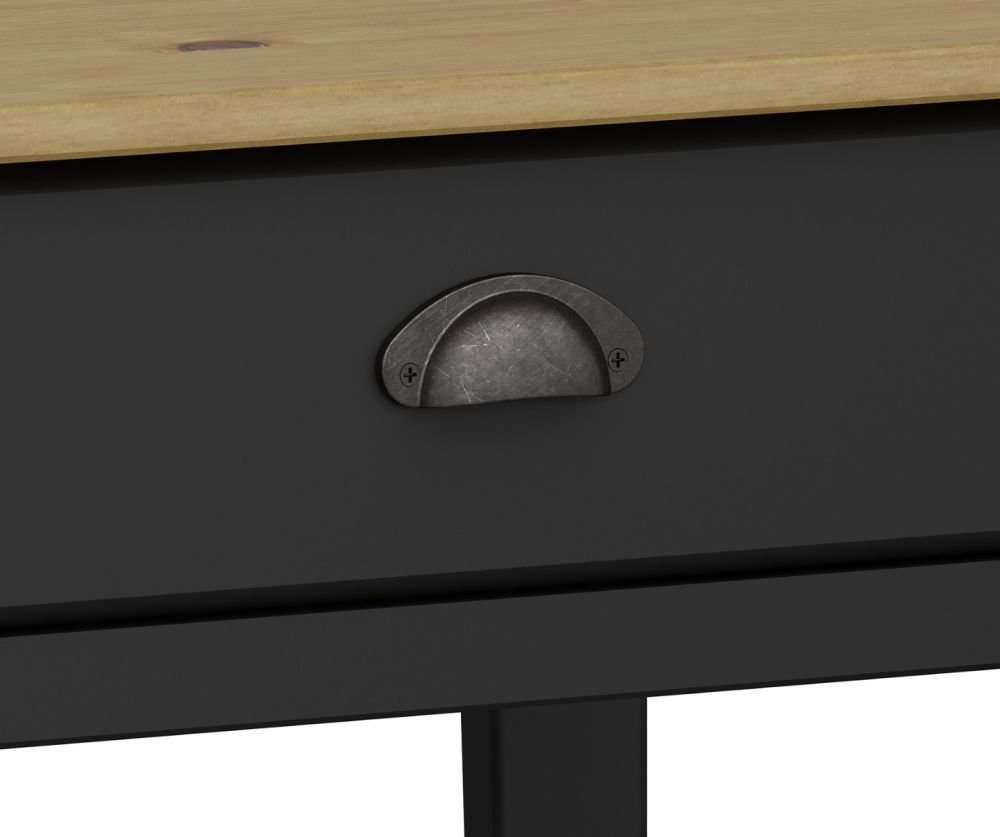 FTG Nola Black and Pine 2 Drawer Hall Table