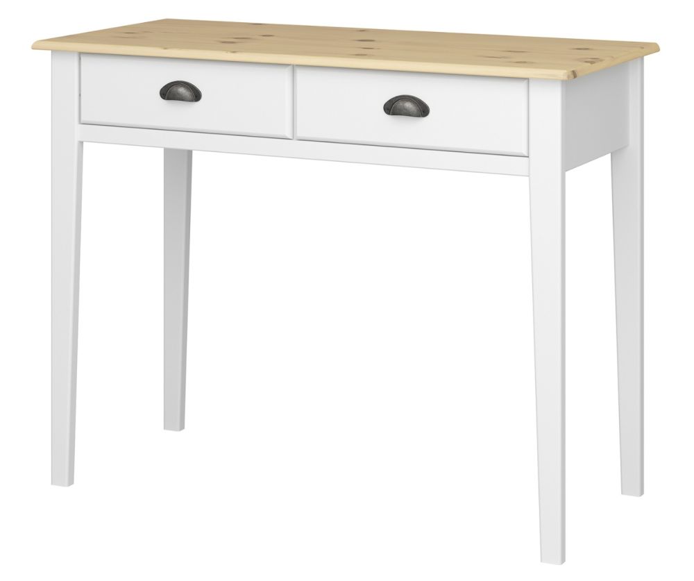 FTG Nola White and Pine 2 Drawer Hall Table