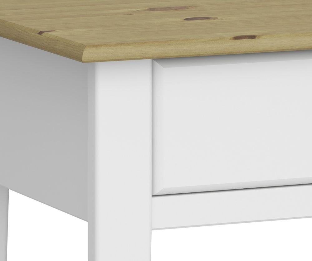 FTG Nola White and Pine 2 Drawer Hall Table
