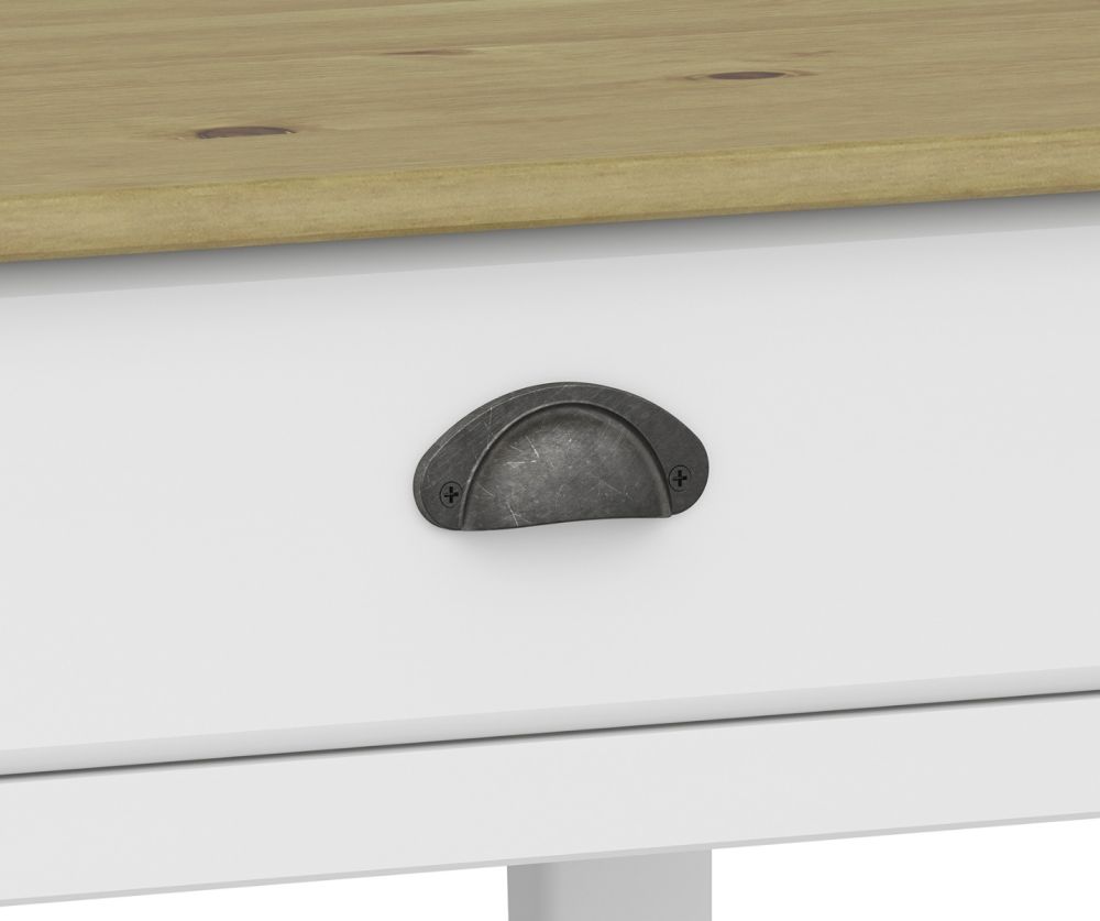 FTG Nola White and Pine 2 Drawer Hall Table